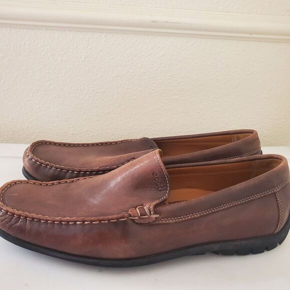 ECCO Men\'s Size EU 46 US 12-12.5 Brown Leather Slip-On Loafers Casual Driving main image 6